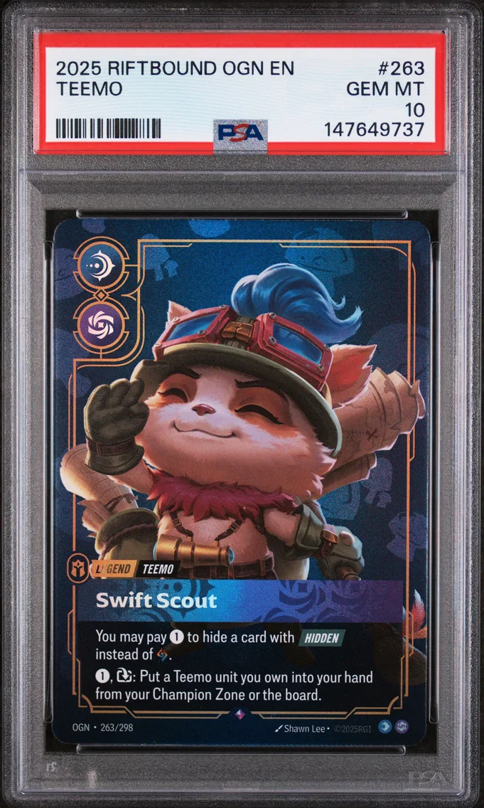 2025 #263 Teemo - Swift Scout PSA 10 Riftbound: League of Legends Ogn-Origins