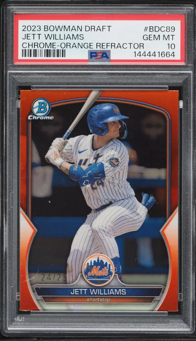 2023 #BDC89 Jett Williams PSA 10 Bowman Chrome Draft Orange Refractor /24
