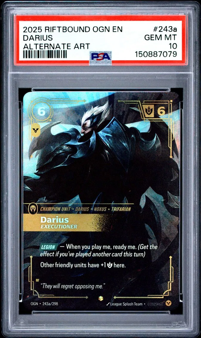 2025 #243a Darius - Executioner PSA 10 Riftbound: League of Legends Ogn-Origins