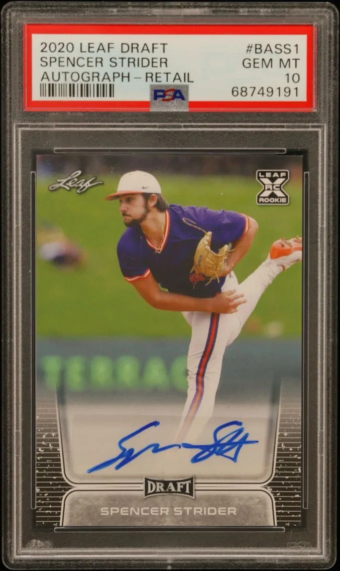 2020 #BASS1 Spencer Strider PSA 10 Leaf Draft Autographs
