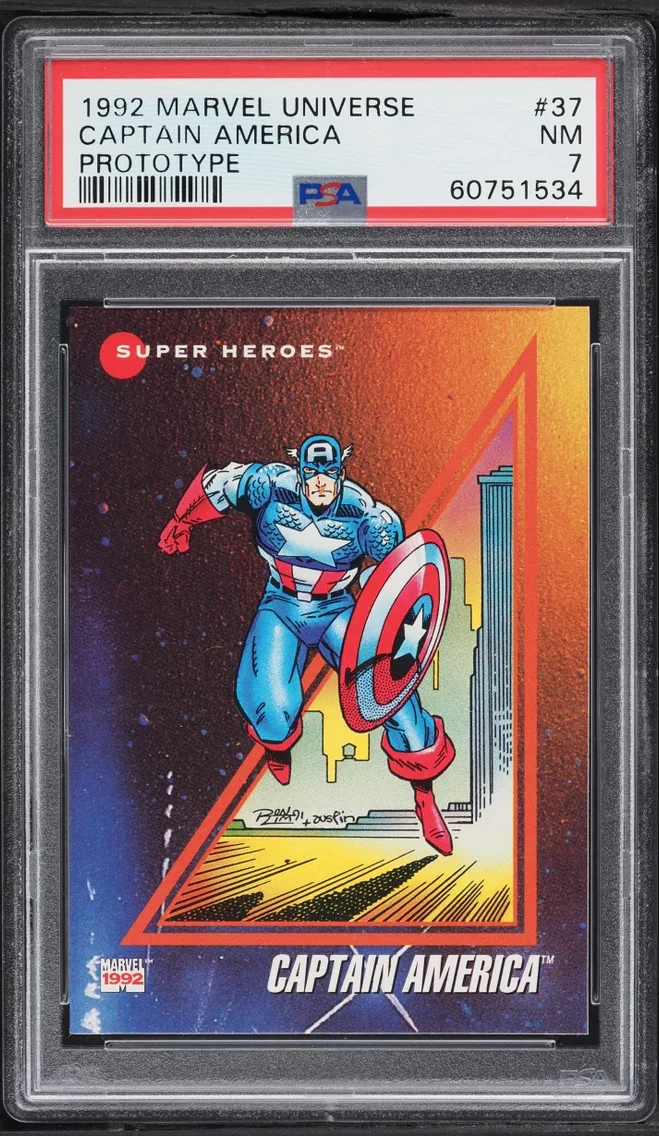 1992 #37 Impel Marvel Universe Promo Prototype Captain America NRMT PSA 7