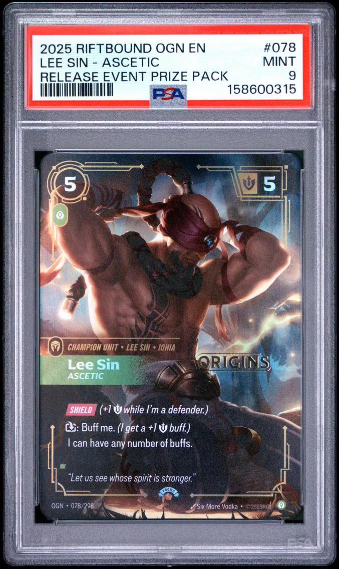 2025 #078 Lee Sin - Ascetic PSA 9 Riftbound: League of Legends Ogn-Origins