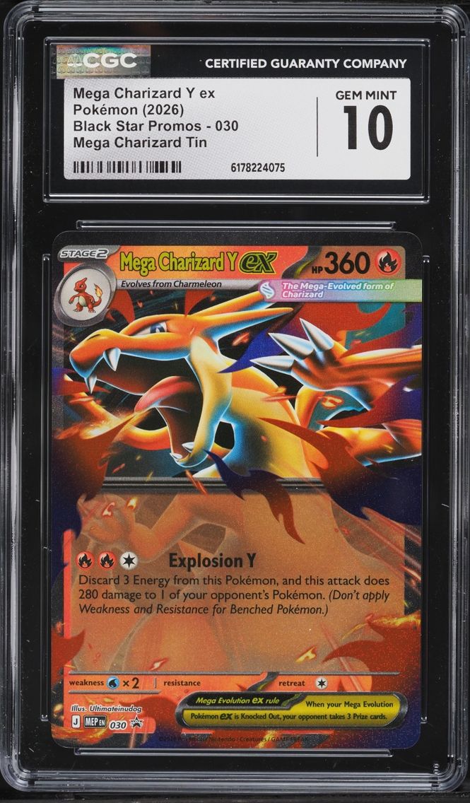 2026 Pokemon Mega Evolution Black Star Promo Tin Mega Charizard Y Ex #30 CGC 10 GEM MINT
