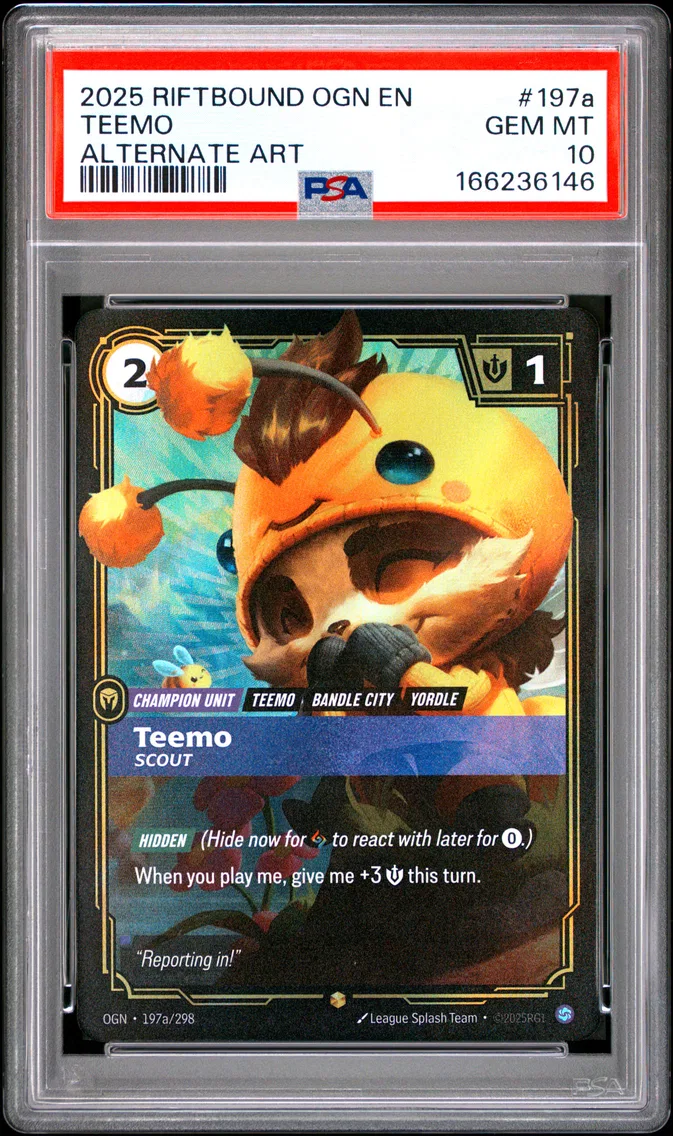 2025 #197a Teemo - Scout PSA 10 Riftbound: League of Legends Ogn-Origins