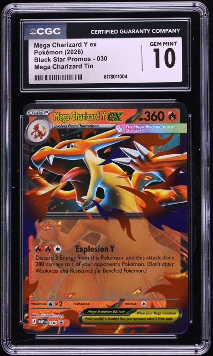 2026 #30 Mega Charizard Y ex CGC 10 Pokemon Mega Evolution Black Star Promo Tin