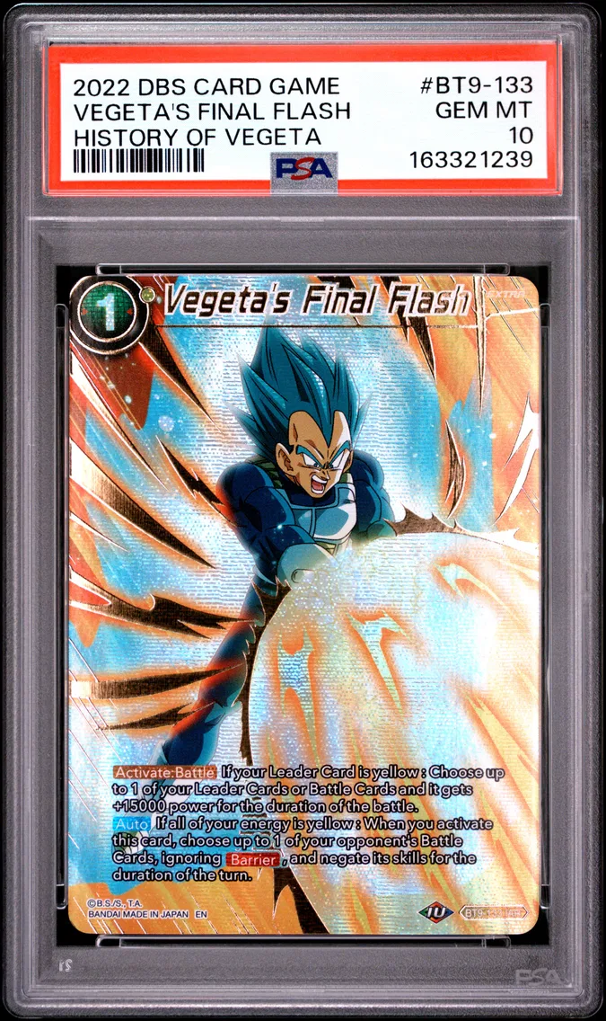 2022 #BT9-133 Vegeta's Final Flash PSA 10 Dragon Ball Super Card Game Theme Selection History of Vegeta