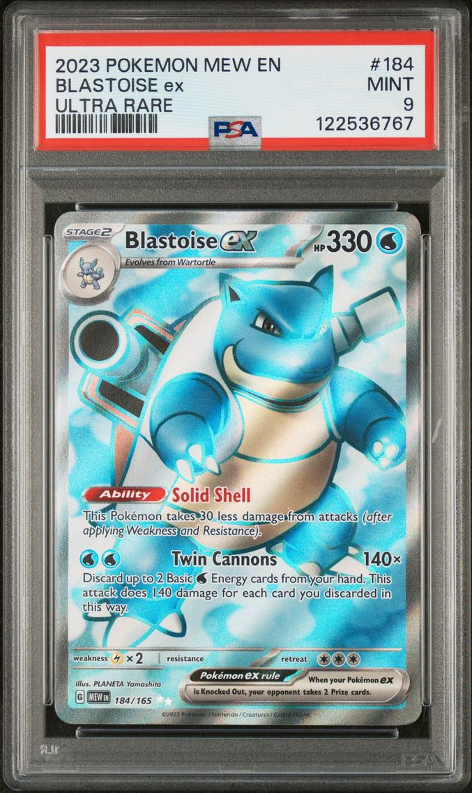 2023 #184 Blastoise EX PSA 9 Mew EN-151 Pokemon