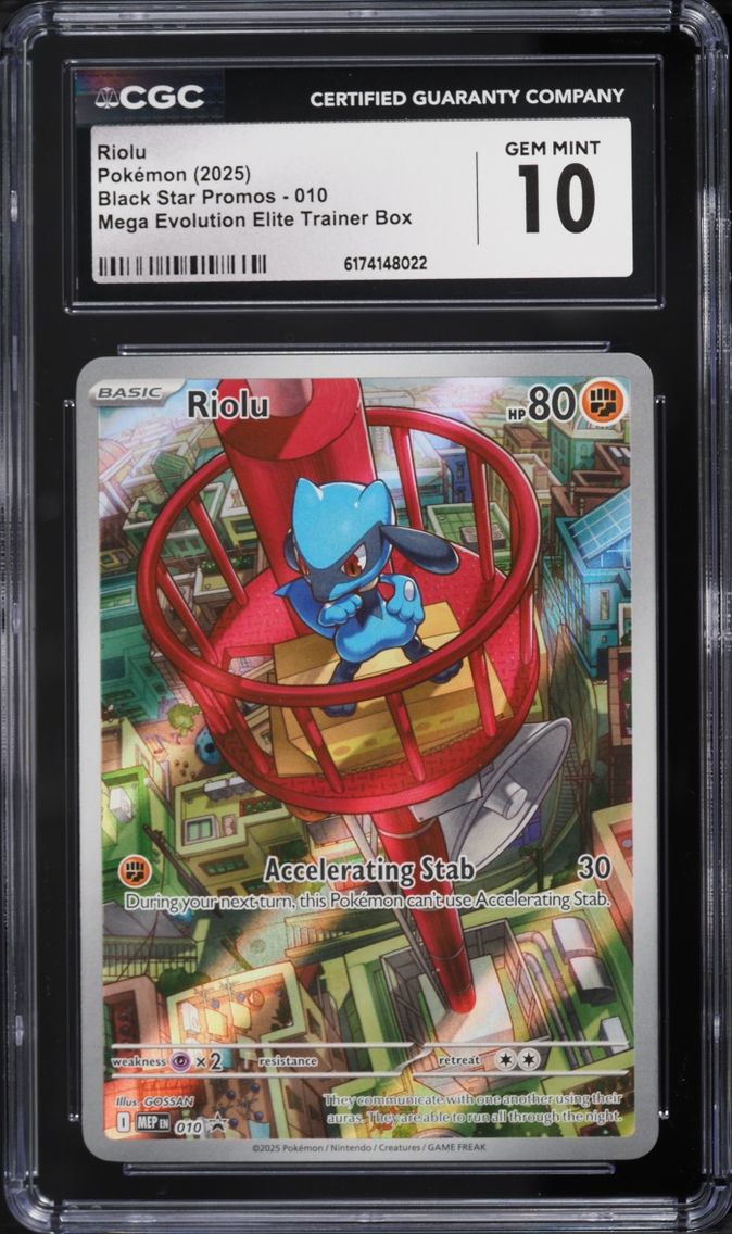 2025 Pokemon Mega Evolutio Promo ETB Full Art Riolu #10 CGC 10 GEM MINT