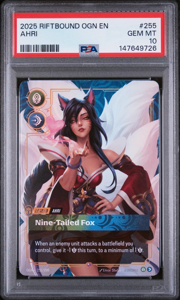 2025 #255 Ahri - Nine-Tailed Fox PSA 10 Riftbound: League of Legends Ogn-Origins