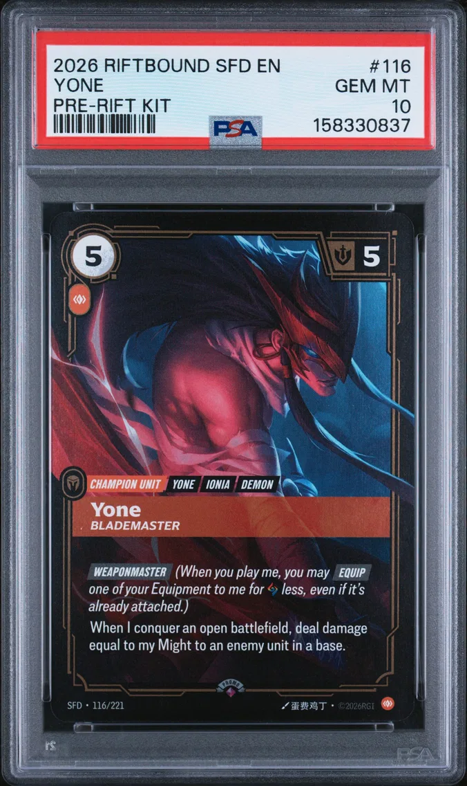 2026 #116 Yone - Blademaster PSA 10 Riftbound: League of Legends Sfd-Spiritforged