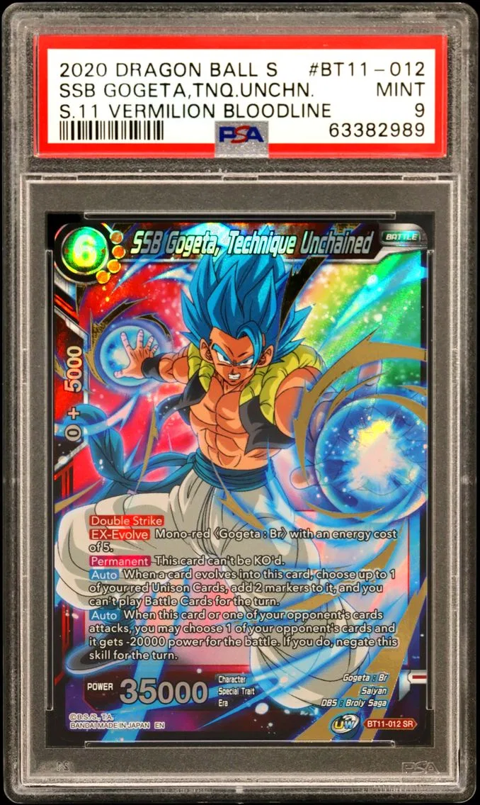 2020 #BT11-012 SSB Gogeta, Technique Unchained PSA 9 Dragon Ball Super Card Game Series 11 Vermilion Bloodline