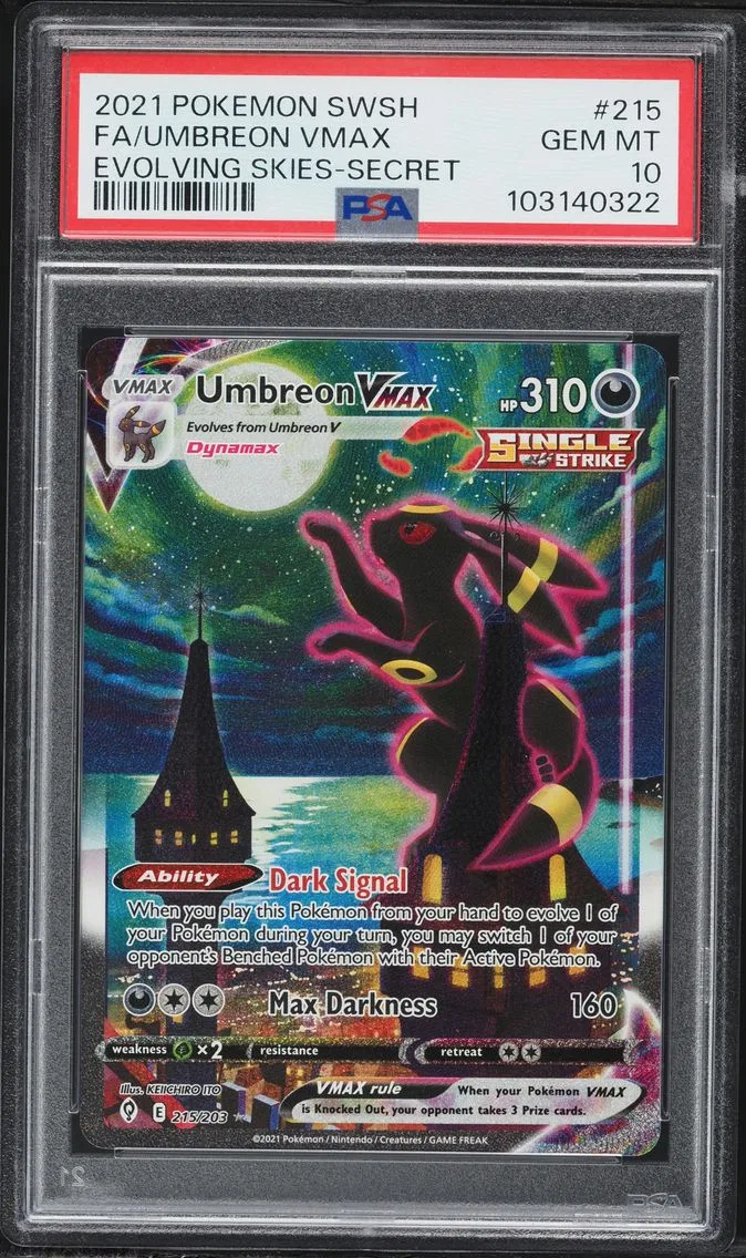 2021 #215 Full Art/Umbreon Vmax PSA 10 Sword & Shield Evolving Skies Pokemon