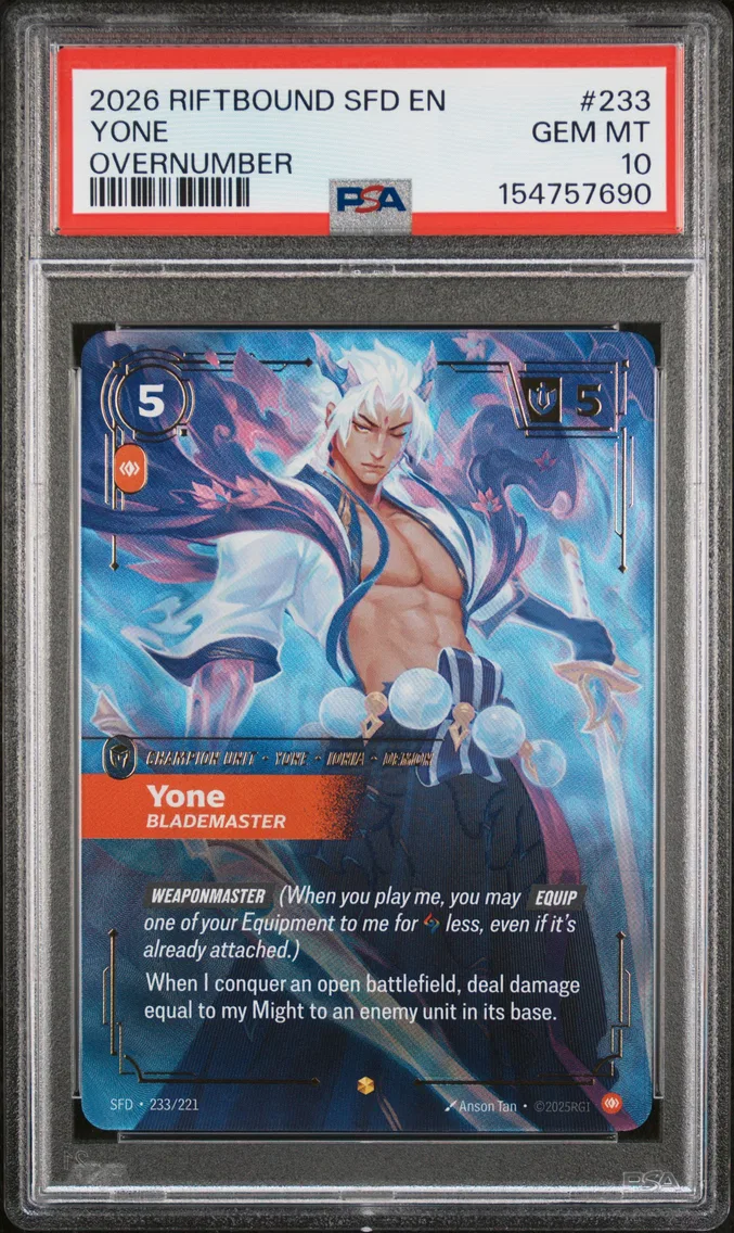 2026 #233 Yone - Blademaster PSA 10 Riftbound: League of Legends Sfd-Spiritforged
