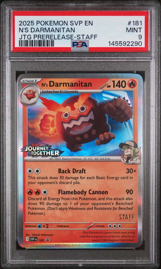 2025 #181 N's Darmanitan PSA 9 Svp EN-SV Black Star Promo