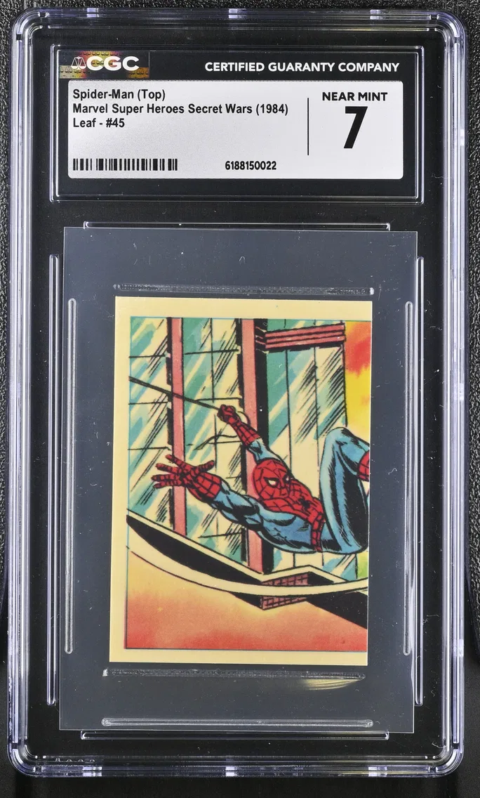 1984 #45 Spider-Man (Top) CGC 7 Marvel Super Heroes Secret Wars Stickers - English