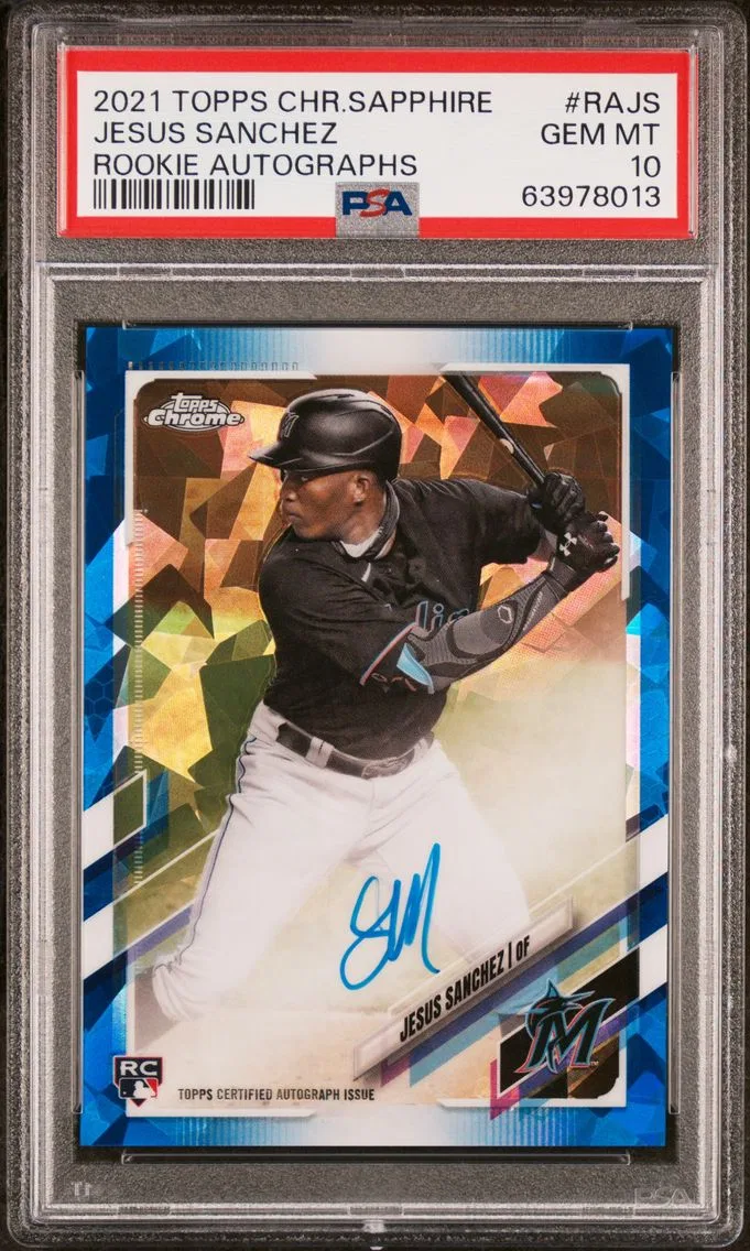 2021 #RAJS Jesus Sanchez PSA 10 Topps Chrome Sapphire Rookie Autographs