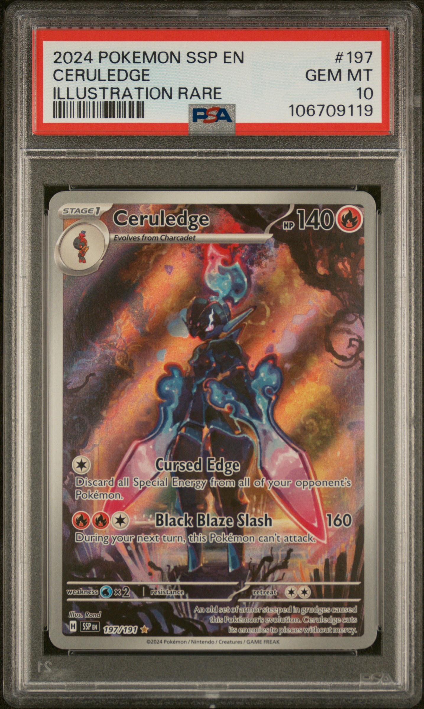 2024 #197 Ceruledge PSA 10 Ssp En-Surging Sparks