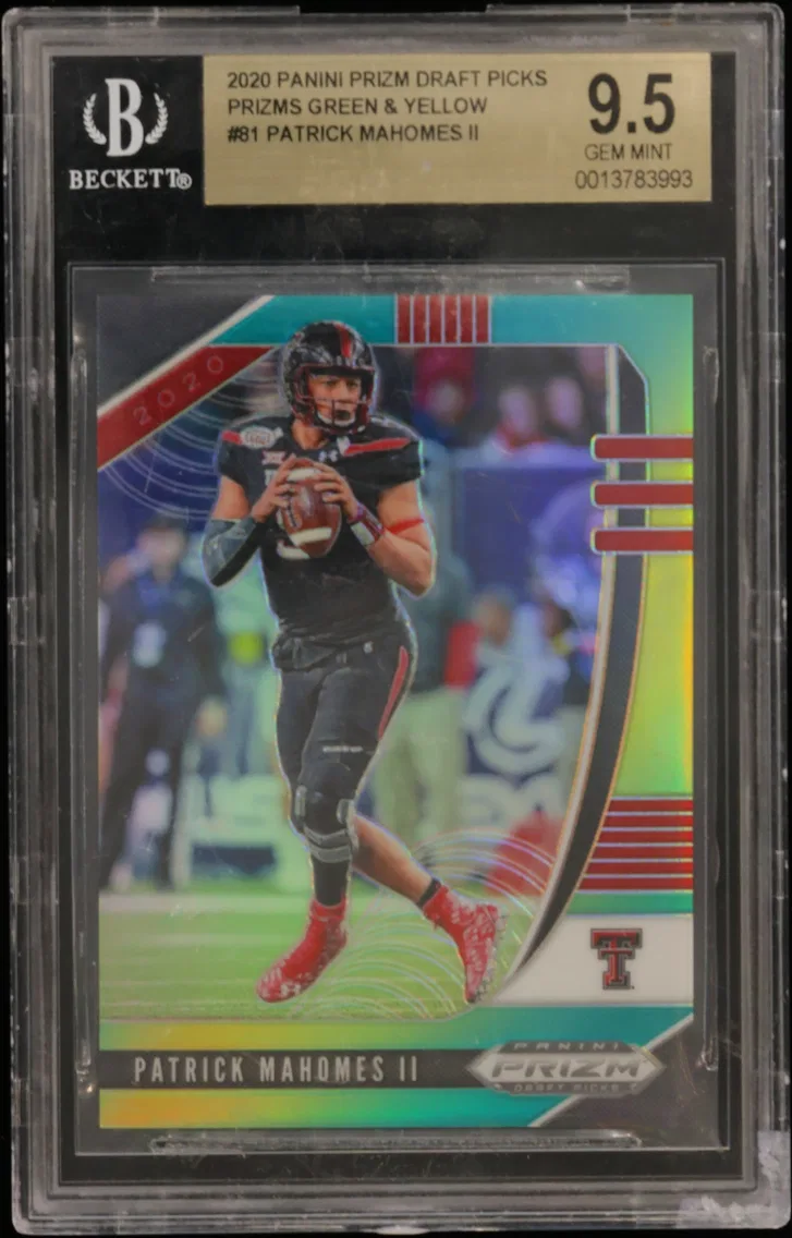 2020 #81 Patrick Mahomes II BGS 9.5 Panini Prizm Draft Picks Prizms Green and Yellow