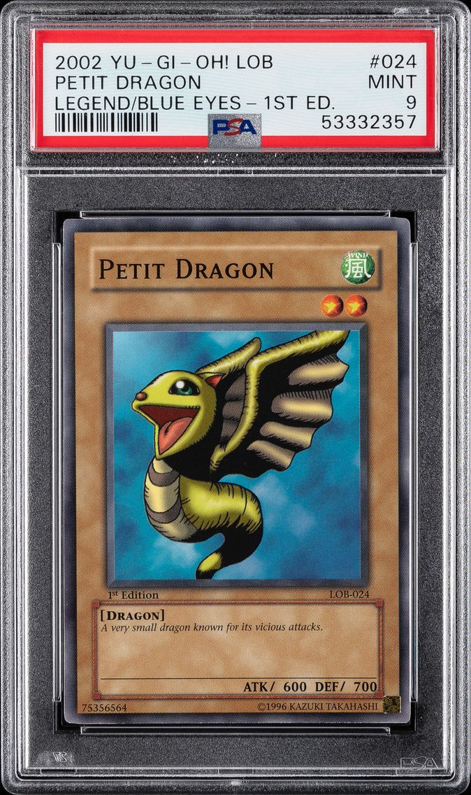 2002 #024 PETIT DRAGON PSA 9 YU-GI-OH! LOB-LEGEND OF BLUE EYES WHITE DRAGON | 1ST EDITION