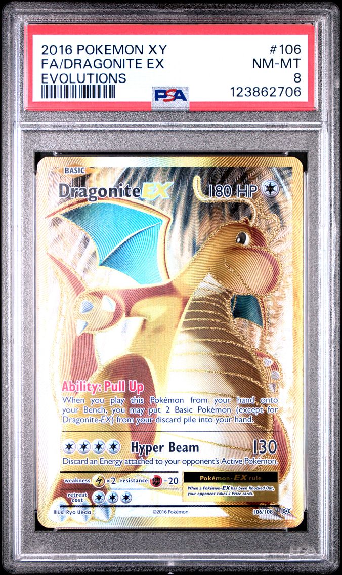 2016 #106 Full Art/Dragonite EX PSA 8 XY Evolutions Pokemon