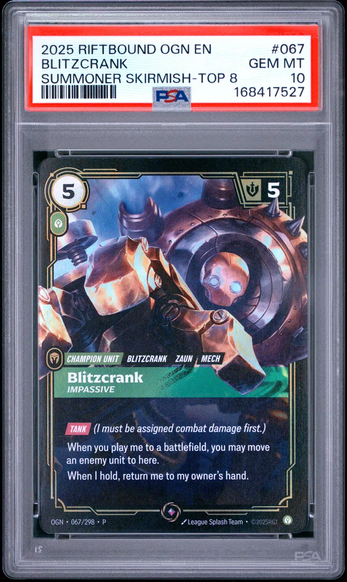 2025 #067 Blitzcrank - Impassive PSA 10 Riftbound: League of Legends Ogn-Origins