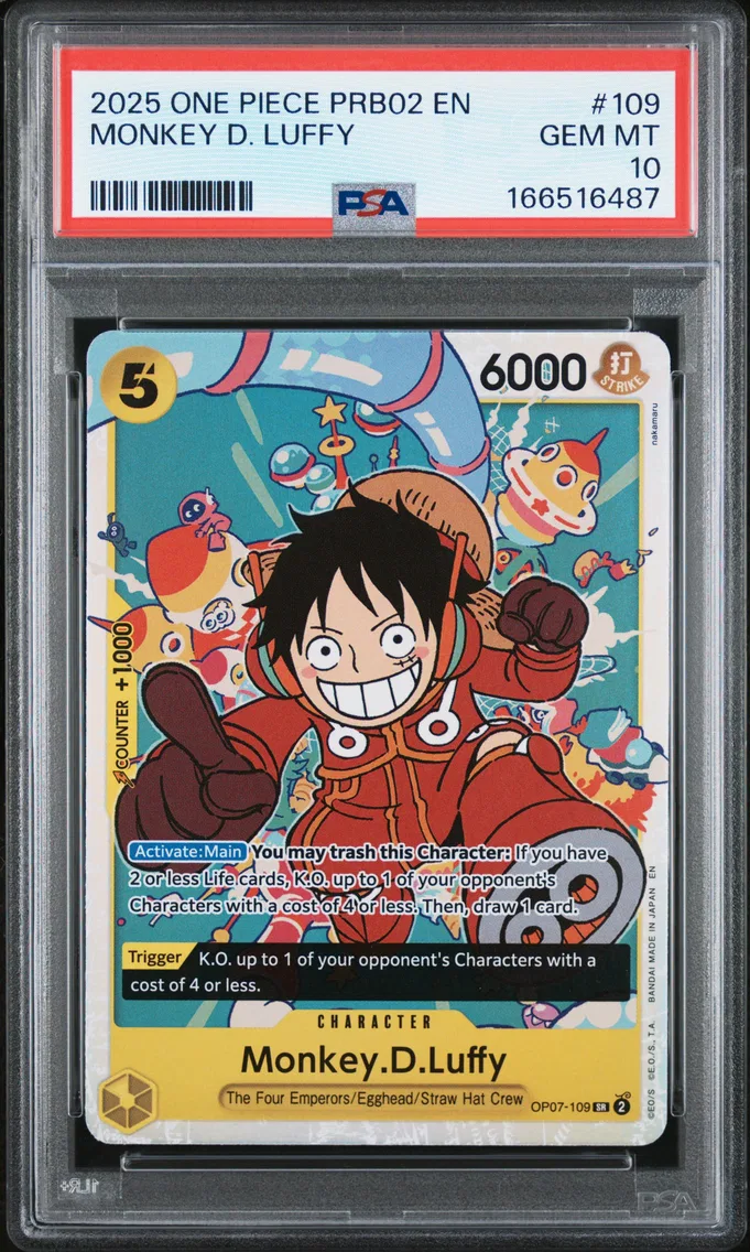 2025 #109 Monkey D. Luffy PSA 10 One Piece PRB02-Premium Booster -One Piece Card the Best- Vol.2