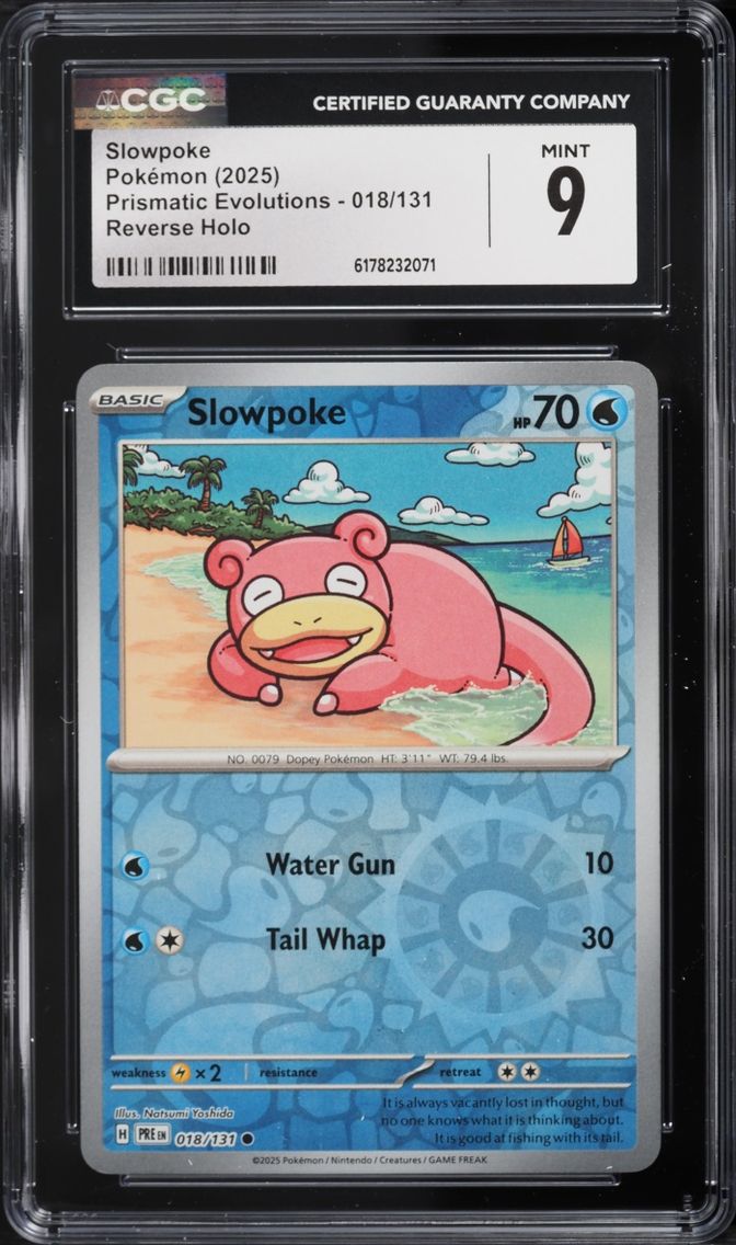 2025 Pokemon Scarlet & Violet Prismatic Evolutions Reverse Holo Slowpoke #18 CGC 9 MINT
