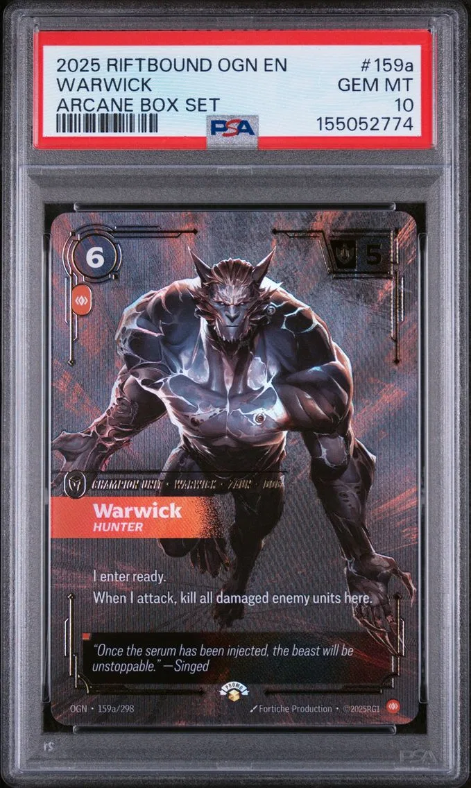 2025 #159a Warwick - Hunter PSA 10 Riftbound: League of Legends Ogn-Origins
