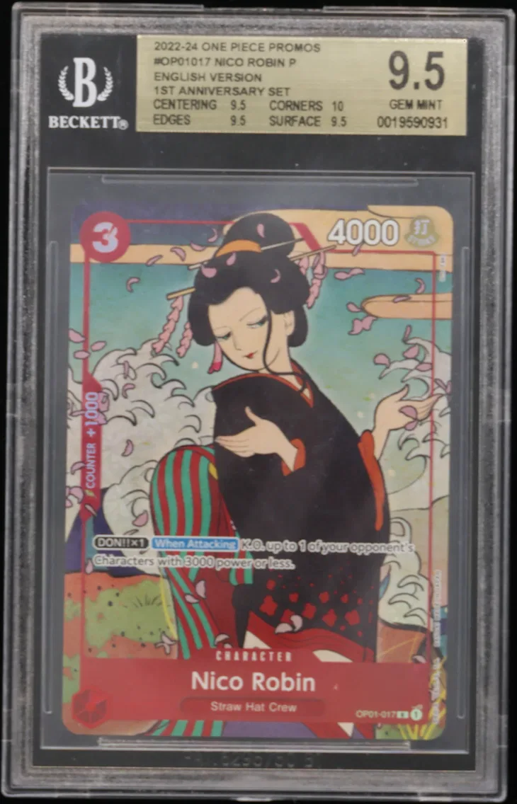 2022 #OP01017 Nico Robin P/(English Version 1st Anniversary Set) BGS 9.5 One Piece Card Game Promos