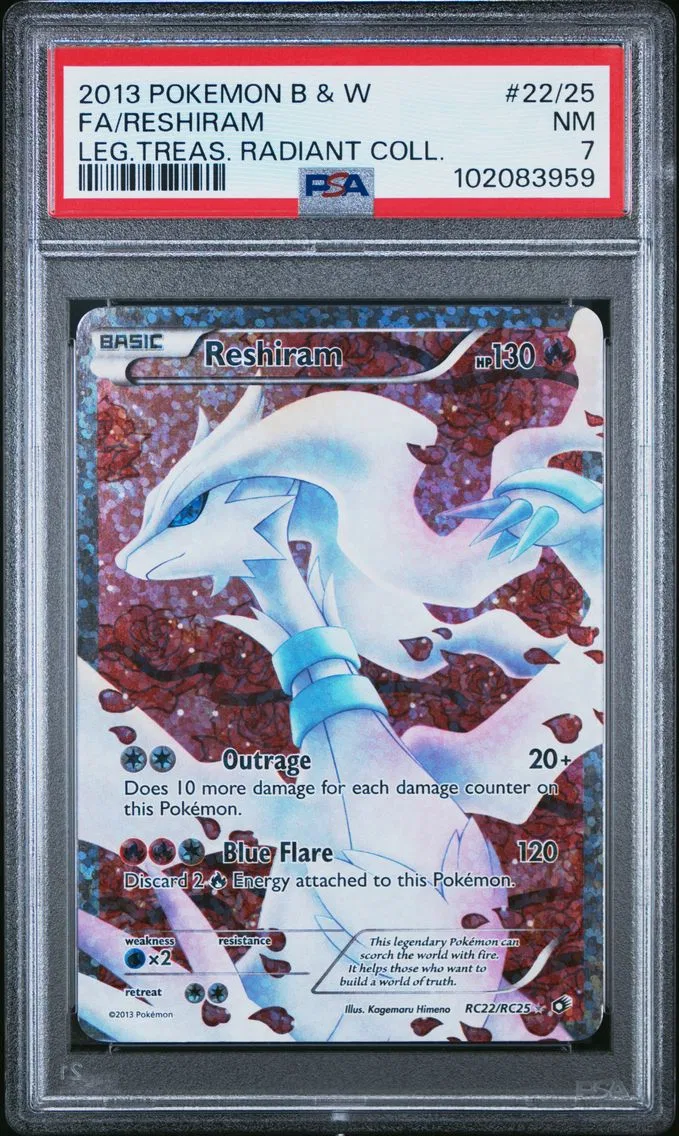 2013 #RC22 Full Art/Reshiram PSA 7 Black & White Legendary Treasures Radiant Collection