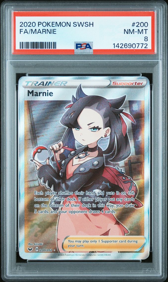 2020 #200 Full Art/Marnie PSA 8 Sword & Shield Pokemon