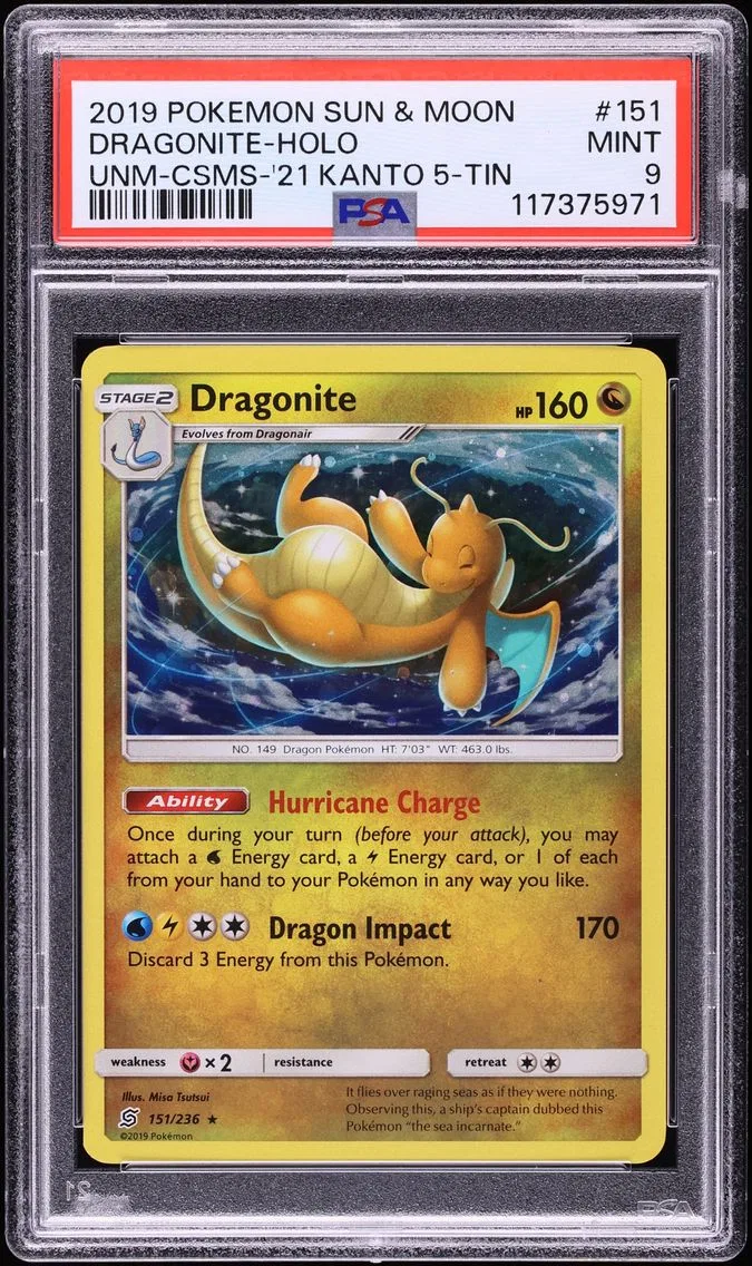 2019 #151 Dragonite-Holo PSA 9 Sun & Moon Unified Minds Pokemon