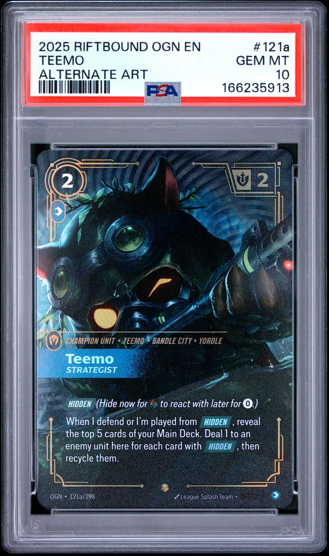 2025 #121a Teemo - Strategist PSA 10 Riftbound: League of Legends Ogn-Origins