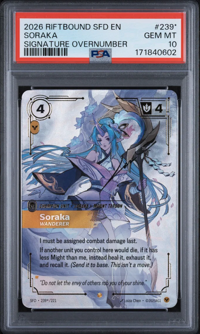 2026 #239* Soraka - Wanderer PSA 10 Riftbound: League of Legends Sfd-Spiritforged