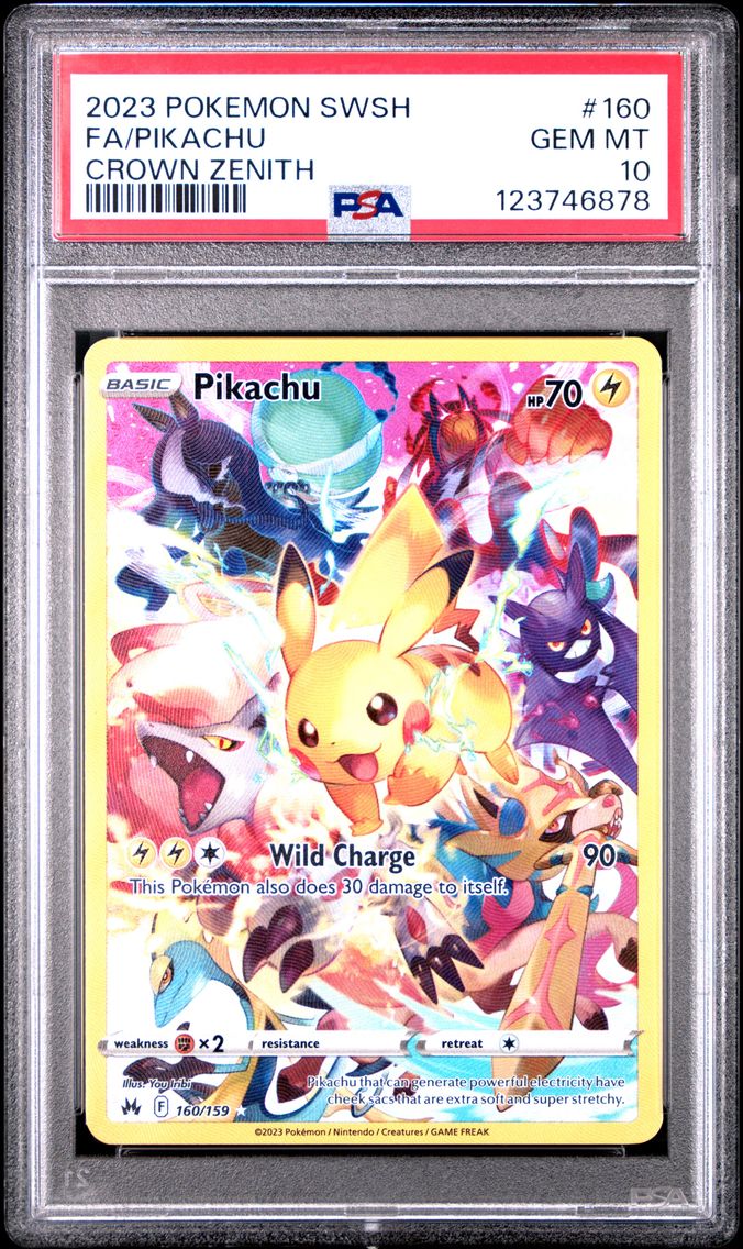 2023 #160 Full Art/Pikachu PSA 10 Sword and Shield Crown Zenith