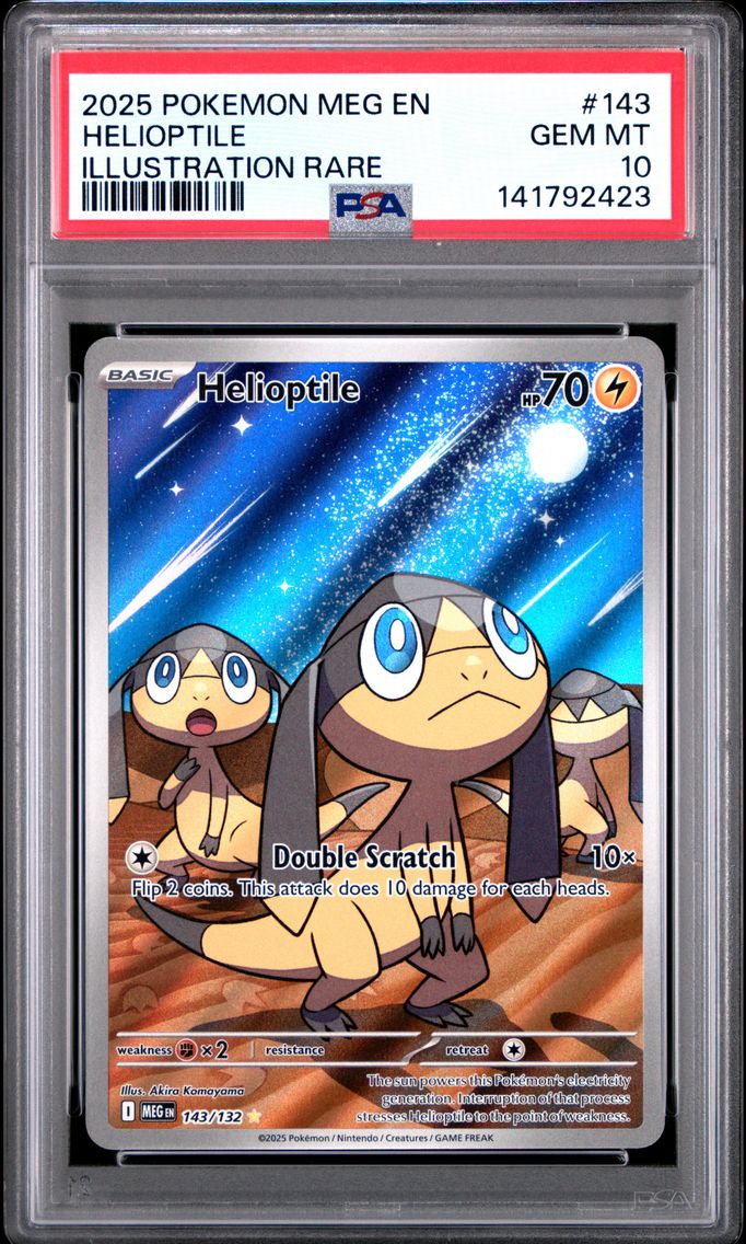 2025 #143 Helioptile PSA 10 Meg EN-Mega Evolution Pokemon