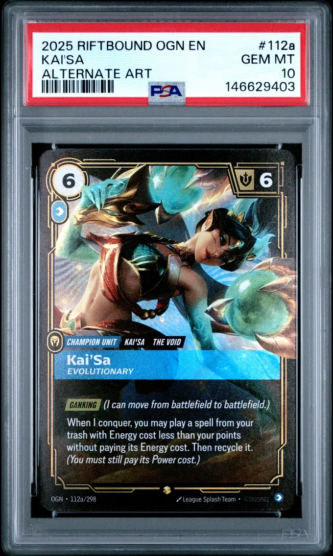 2025 #112a Kai'SA - Evolutionary PSA 10 Riftbound: League of Legends Ogn-Origins