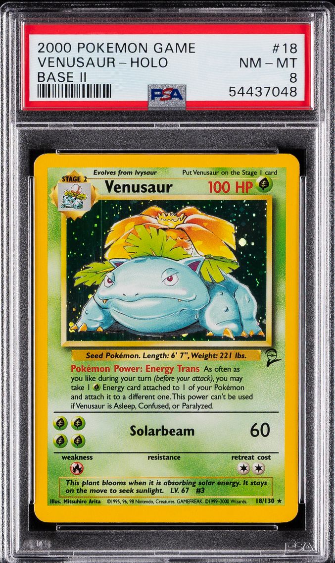 2000 #18 Venusaur-Holo PSA 8 Game Base II Pokemon