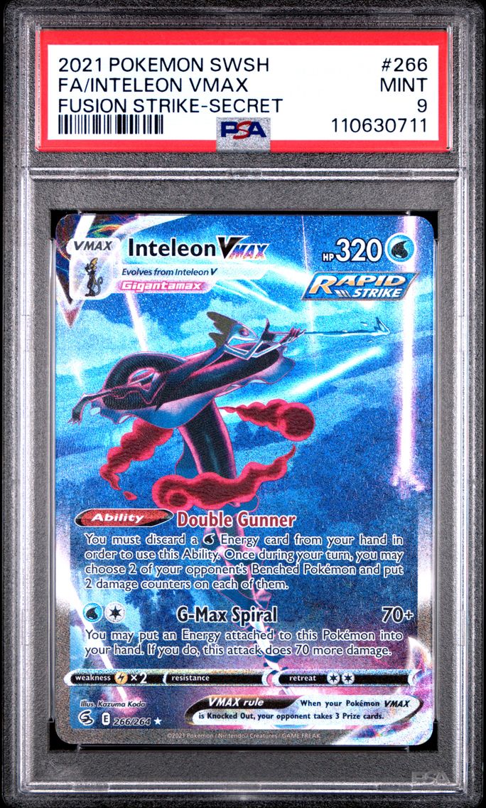 2021 #266 Full Art/Inteleon Vmax PSA 9 Sword & Shield Fusion Strike Pokemon
