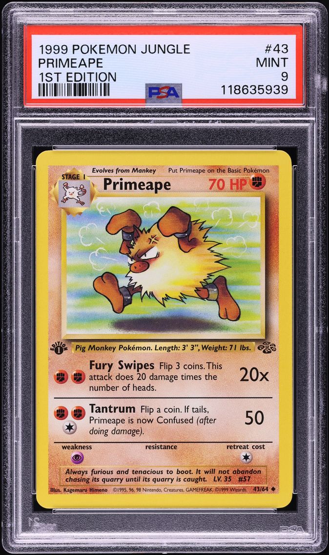1999 #43 Primeape 1st Edition PSA 9 Jungle Pokemon