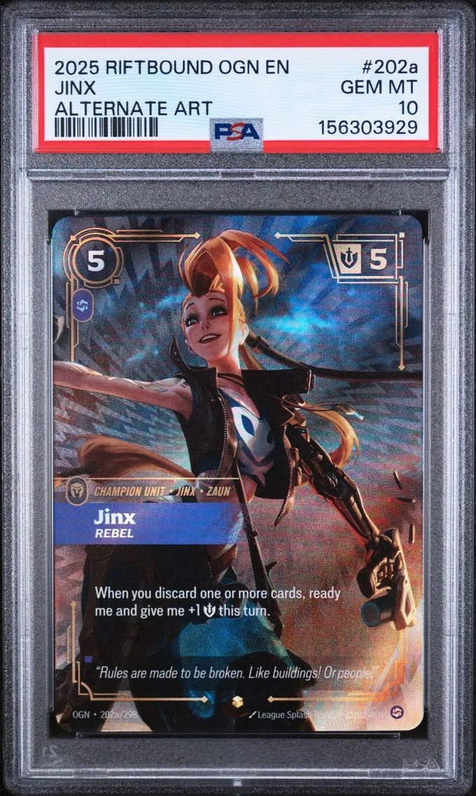 2025 #202a Jinx - Rebel PSA 10 Riftbound: League of Legends Ogn-Origins