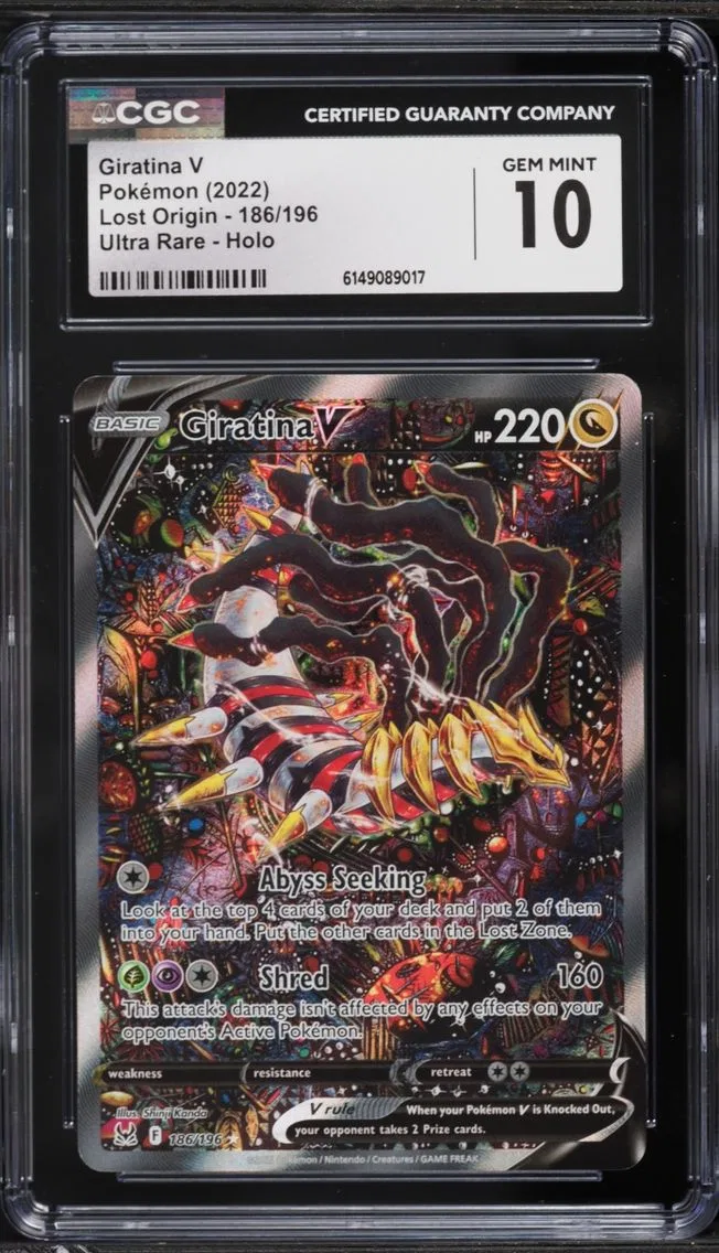 2022 Pokemon Sword & Shield Lost Origin Full Art Giratina V #186 CGC 10 GEM MINT