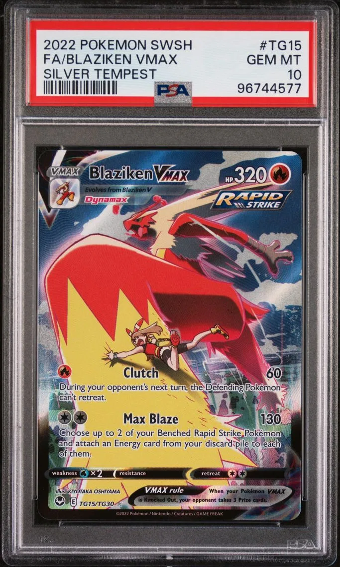 2022 #TG15 Full Art/Blaziken Vmax PSA 10 Sword & Shield Silver Tempest Pokemon