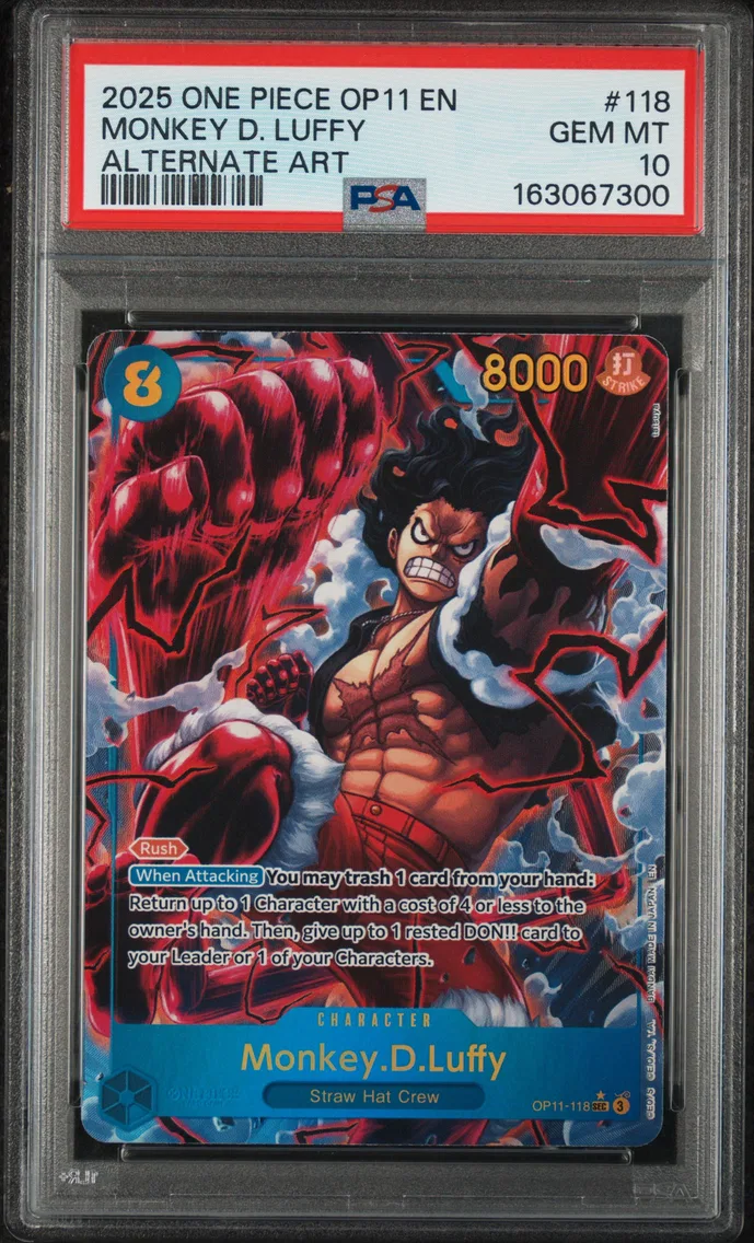 2025 #118 Monkey D. Luffy PSA 10 One Piece OP11-A Fist of Divine Speed