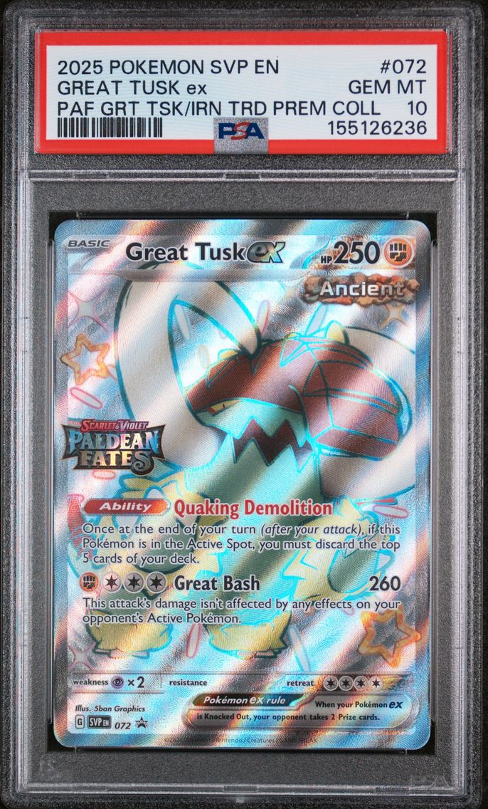 2025 #72 Great Tusk EX PSA 10 Pa