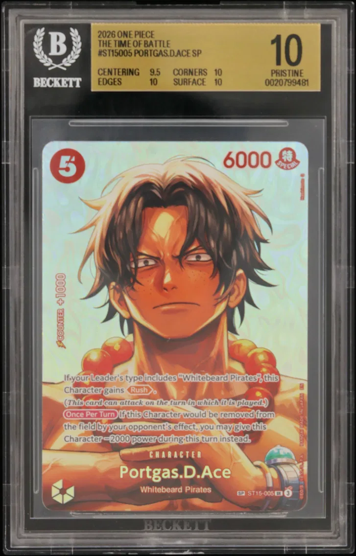2026 #ST15005 Portgas.D.Ace SP BGS 10 One Piece Card Game The Time of Battle