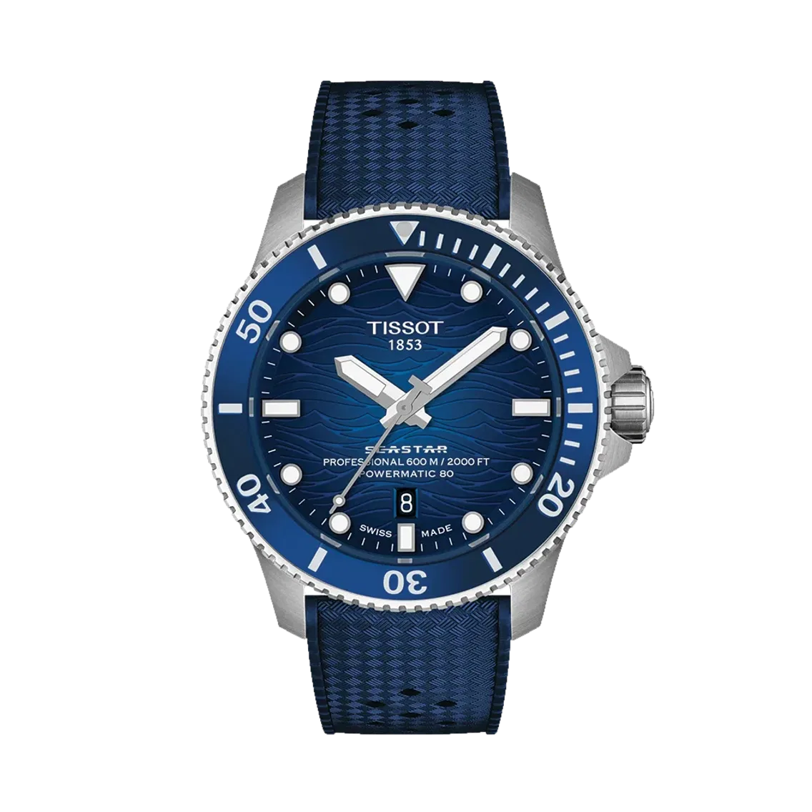 Tissot Seastar 2000 Professional Powermatic 80 44mm - Blue on Rubber Strap