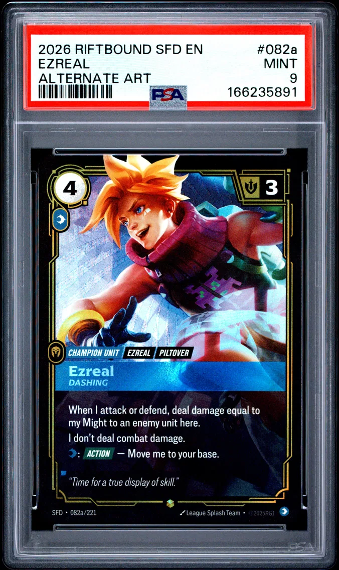 2026 #082a Ezreal - Dashing PSA 9 Riftbound: League of Legends Sfd-Spiritforged