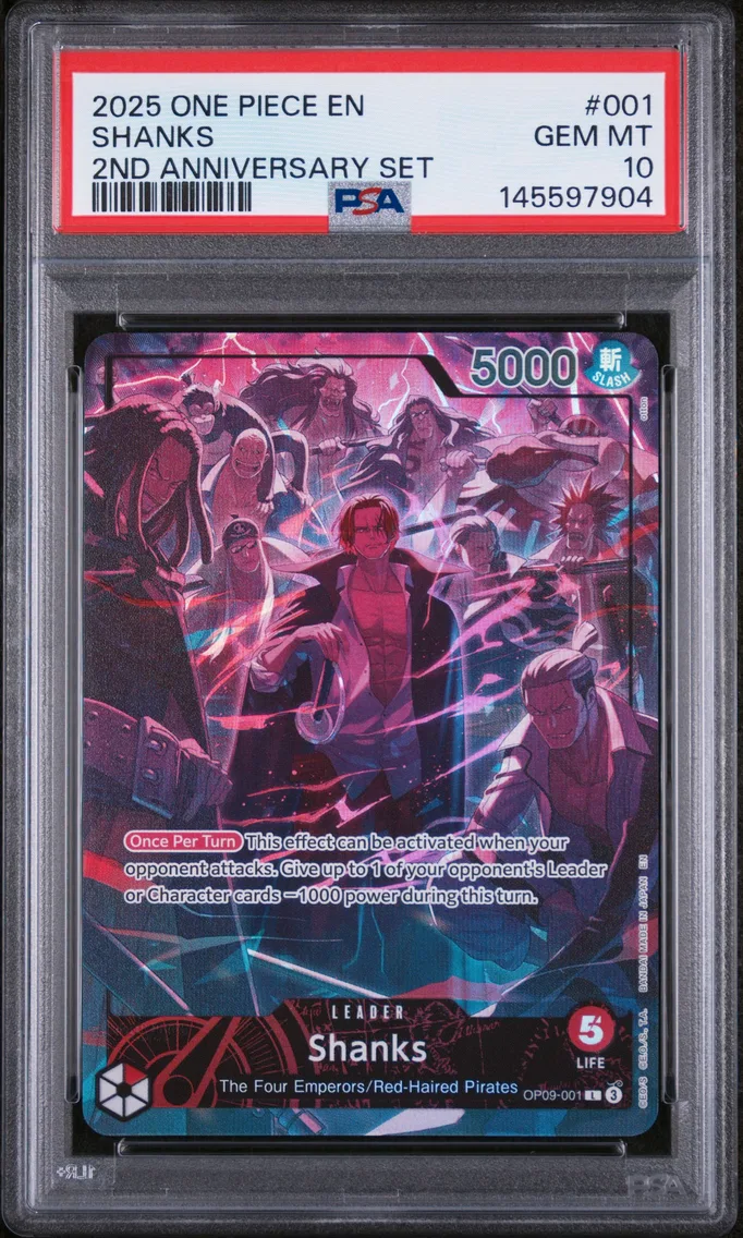 2025 #001 Shanks PSA 10 One Piece English Version 2nd Anniversary Set