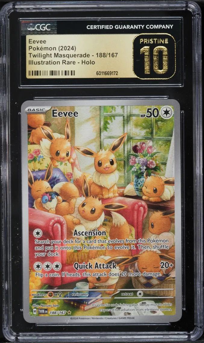 2024 #188 SV TWILIGHT MASQUERADE ILLUSTRATION RARE EEVEE CGC 10 BL POKEMON